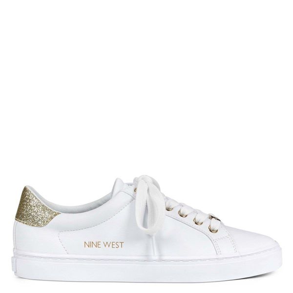 Nine West Best Casual White Gold Sneakers | Ireland 96Z06-1U36